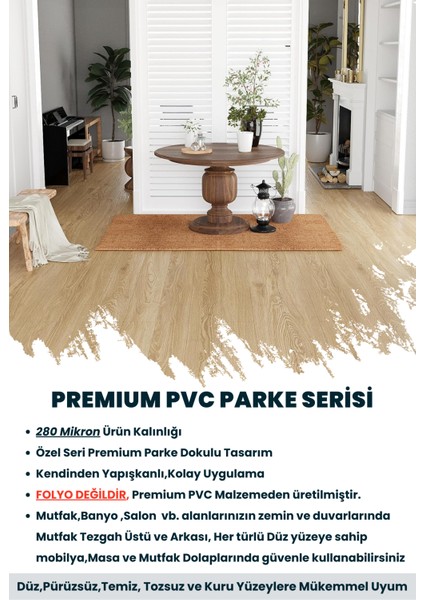 Kendinden Yapışkanlı Dokulu Parke Desen Premium Zemin Mutfak Duvar Dolapkaplama 60 cm x 500 cm