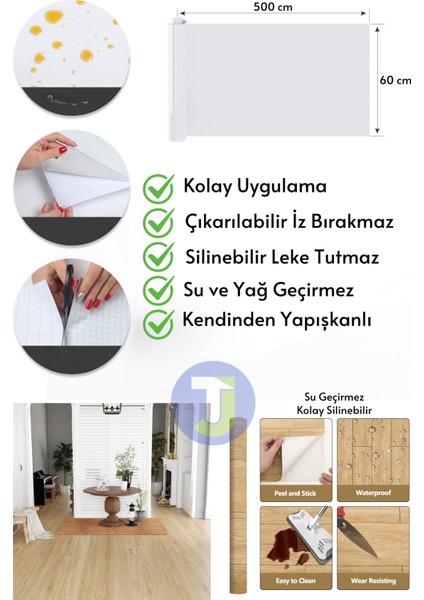 Kendinden Yapışkanlı Dokulu Parke Desen Premium Zemin Mutfak Duvar Dolapkaplama 60 cm x 500 cm