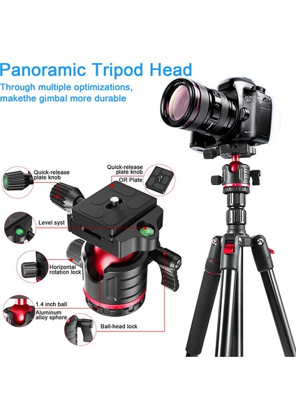 Q200 Profesyonel Tripod/monopod- Alüminyum Gövde Yapısı 200 cm Uzunluk (Ball Head)