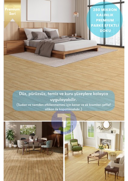Kendinden Yapışkanlı Dokulu Parke Desen Premium Zemin Mutfak Duvar Dolapkaplama 60 cm x 500 cm
