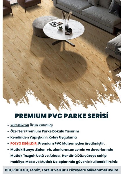 Kendinden Yapışkanlı Dokulu Parke Desen Premium Zemin Mutfak Duvar Dolapkaplama 60 cm x 500 cm
