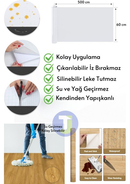 Kendinden Yapışkanlı Dokulu Parke Desen Premium Zemin Mutfak Duvar Dolapkaplama 60 cm x 500 cm