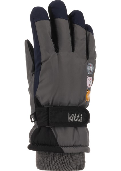 Kitti 4-8 Yaş Su Geçirmez Unisex Çocuk Kar Kayak Eldiveni
