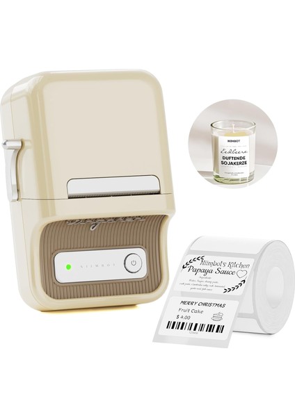 B21 Etiket Yazıcısı, 1 Rulo Başlangıç Bandı, Bluetooth Kendinden Yapışkanlı Etiketleme Cihazı, Yazdırma Cihazı, Baskı Boyutu 20 - 50 Mm, Ios ve Android ile Uyumlu, Ev, Ofis Için (Bej)