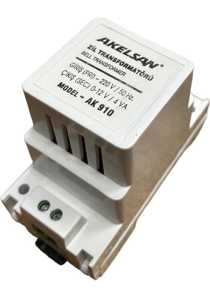 4 - 8 - 12 V / 4 VA AK-910 Kapı Zili Trafosu