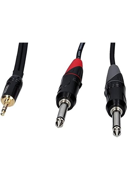 1 M Jack 3,5 mm 3 Kutuplu - 1/4 "Fiş 2 Kutuplu Adaptör Kablosu - Siyah ve Kırmızı Stereo Kablo