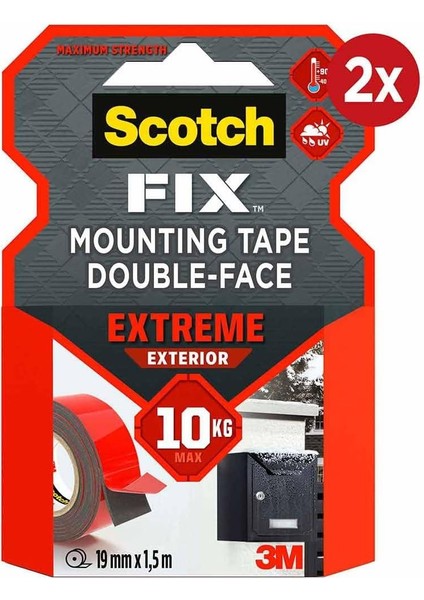 Extreme Dış Mekan Ekstra Güçlü 19 mm x 1.5 m 2x