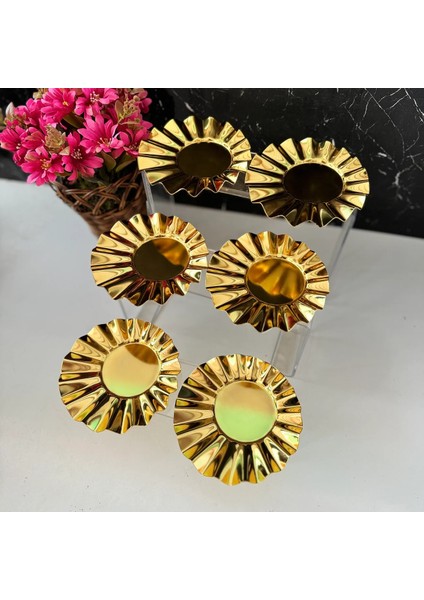 Gold Kaplama 6 Adet Çay Tabağı Modern Görünüm Bardak Altlığı
