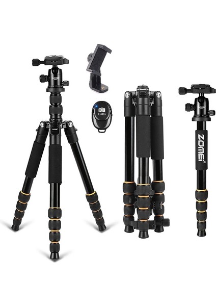 Q666 Profesyonel Tripod & Monopod-13 kg Taşıma Kapasitesi-Çanta/telefon Tutucu ve Kumanda