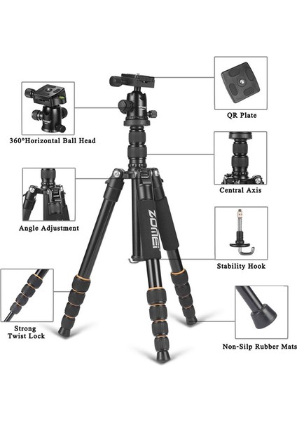 Q666 Profesyonel Tripod & Monopod-13 kg Taşıma Kapasitesi-Çanta/telefon Tutucu ve Kumanda