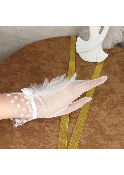 Beyaz Tüylü Gelin Eldiveni indirimleri