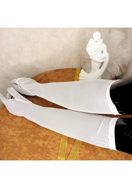 Beyaz Gelin Eldiveni Uzun Eldiven Şeffaf Eldiven Tül Eldiven fiyatları