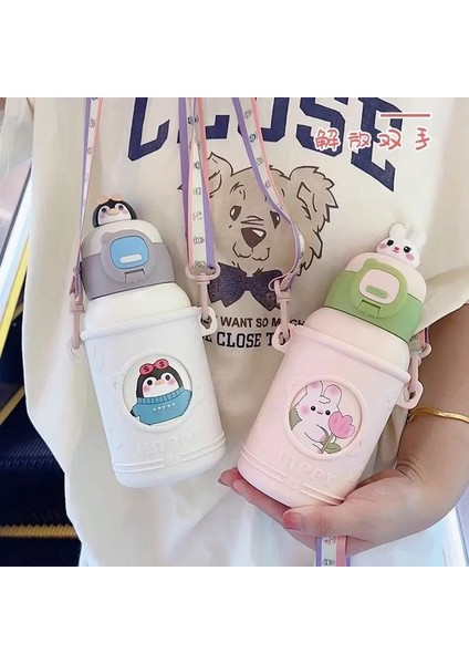 Pipetli Çift Katmanlı Hem Sıcak Hem Soğuk Muhafazalı Termos Sportif Matara