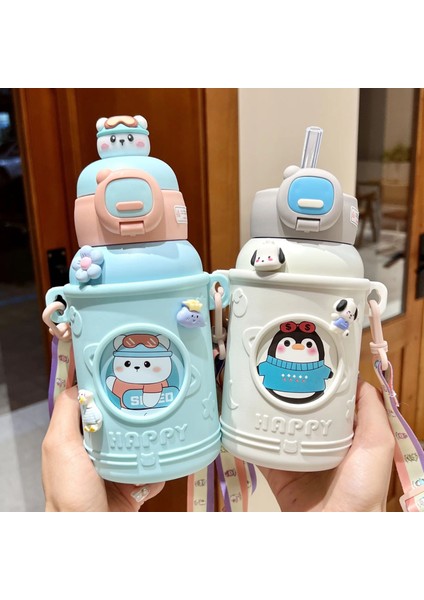 Pipetli Çift Katmanlı Hem Sıcak Hem Soğuk Muhafazalı Termos Sportif Matara indirimleri