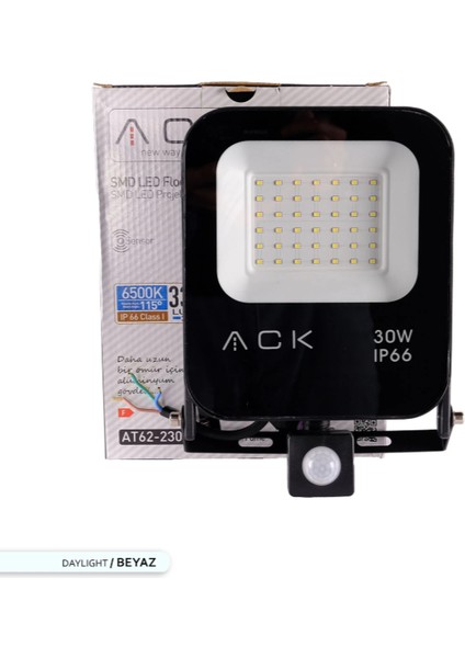 ACK 30 Watt Hareket Sensörlü LED Projektör 3360 Lümen Fotoselli