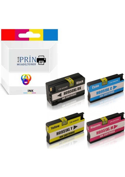 Hp 950XL 951XL Muadil Kartuş Set/hp Officejet Pro 8600 Premium E-All-In-One Uyumlu