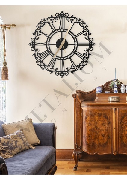 Dekoratif Roma Rakamlı Ferforje Metal Duvar Saati 60X60CM
