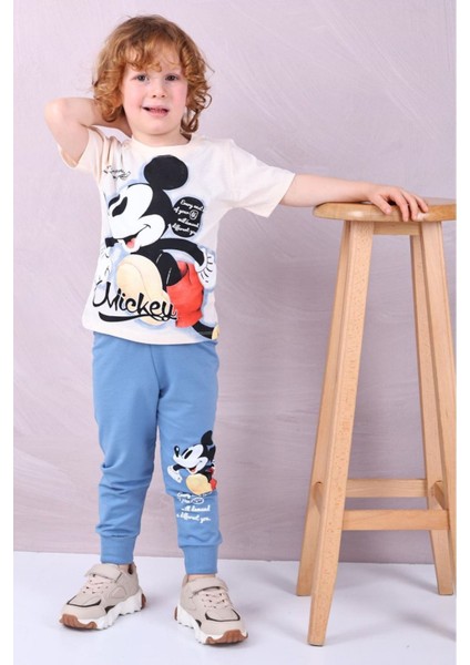 Pjkke Mickey Mause Desenli Mavi Eşofmanlı Erkek Çocuk Takımı 3-10 Yaş 7507-M