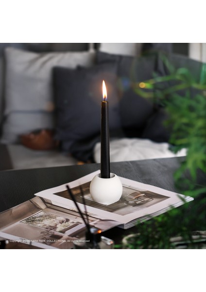 Çift Fonksiyonlu, Dekoratif, Şık, Modern Ve Minimalist Beton Küre Mumluk (BEJ - KIRIK BEYAZ)