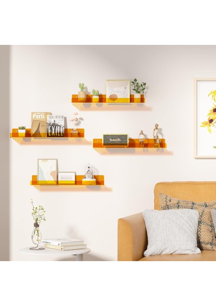 Transparan Turuncu Duvar Raf (50 cm x 10 cm )