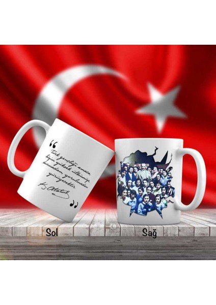 Asil Hediyelik Baş Öğretmen Mustafa Kemal Atatürk ve Öğrenciler - Atatürk'ün Sözleri -Kupa Bardak