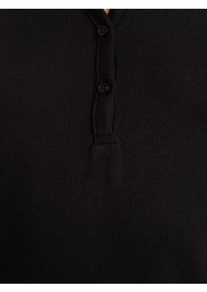 31544 Düğmeli Uzun Kollu Top-Siyah fırsatları