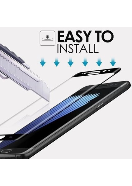 Samsung Galaxy A7 2017 Uyumlu Full Kaplayan Temperli 5d Ekran Koruyucu Cam Beyaz