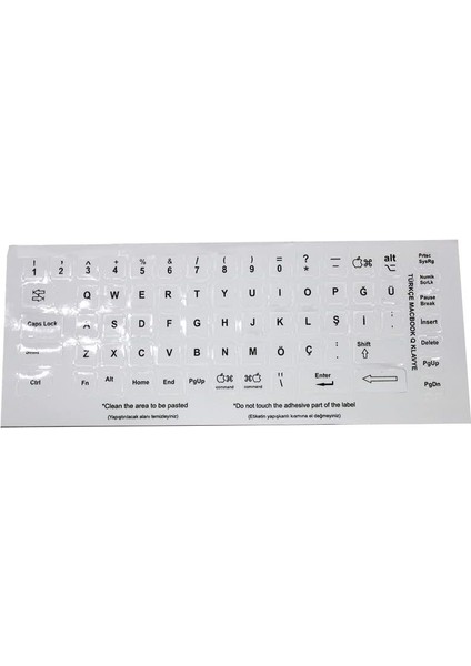 Stile Macbook Q Türkçe Klavye Sticker Etiketi (Beyaz)