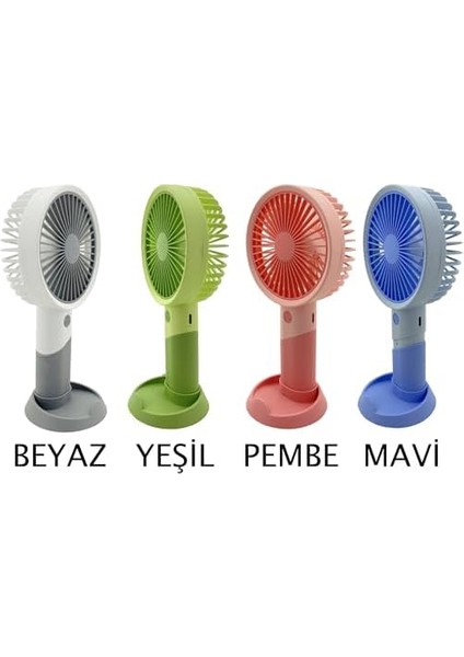 Taşınabilir Mini USB Fan Telefon Standlı Masaüstü ve El Tipi 3 Kademeli Şarj Edilebilir Mini Vantilatör Soğutucu 20CM Mini Fan YM88176 - Mavi (YM88176 - Mavi)