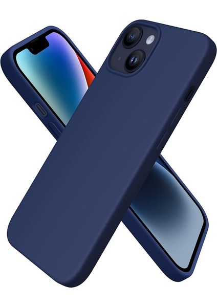Apple iPhone 14 Plus Kılıf 6.7 ile Uyumlu, Ince Sıvı Silikon 3 Katmanlı Tam Kaplamalı Yumuşak Jel Kauçuk Kılıf Kapak, (Lacivert, 6.7 Inç)