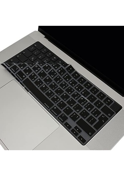 Arapça Klavye Macbook Air Pro Kılıf M1-M2-M3 (Touchbarsız) A2681 A3113, A2941 A3114, A2442 A2779 A2992 A2918, A2485 A2780 A2991 ile Uyumlu Siyah