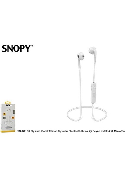 Snopy SN-BT160 Elysium Beyaz Mobil Telefon Uyumlu Bluetooth Kulak Içi Kulaklık & Mikrofon fiyatları