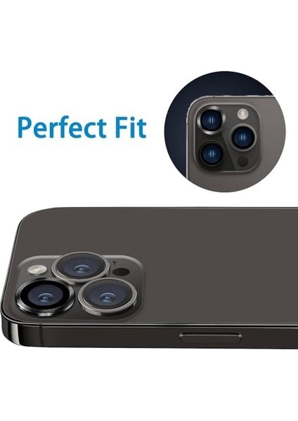 iPhone 14 Pro Max iPhone 14 Pro İçin Kamera Lens Koruyucu Kamera Koruyucu Ultra Ince Yüksek Kaliteli Cam Lens Mercek Koruyucu Siyah