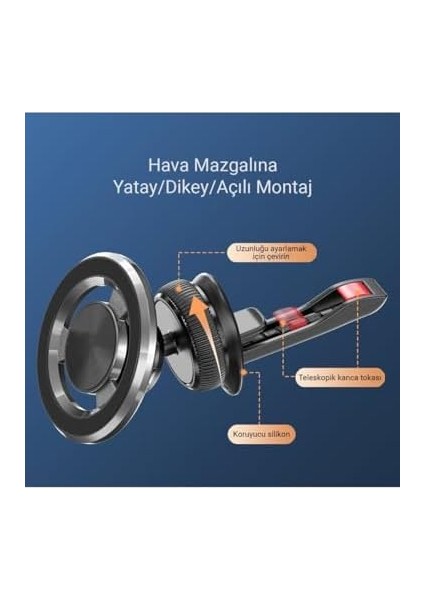 Petek Girişli Kancalı Premium Araç Içi Telefon Tutucu Ayarlanabillir Başlık Havalandırma Magsafe ile Uyumlu Telefon Tutucu Araç Içi Telefon Tutucu modelleri