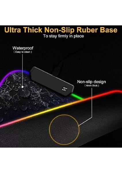 Büyük Oyuncu Rgb Mousepad & Klavye Pad World Map Red Line Desenli Işıklı 80X30CM Pad