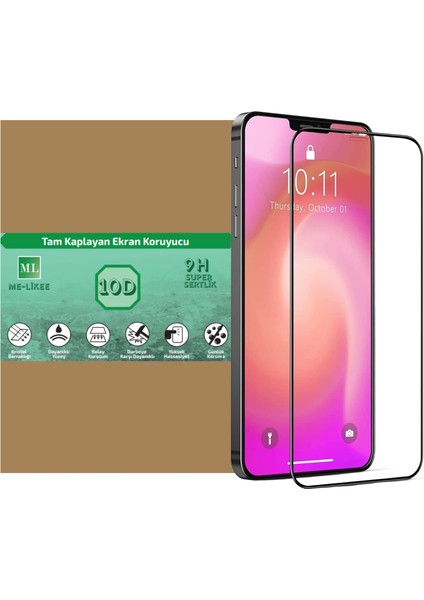 iPhone 12 Pro Max İçin 10D Cam Ekran Koruyucu Tam Kaplayan Kırılmaz Cam Full Cover Glas Black