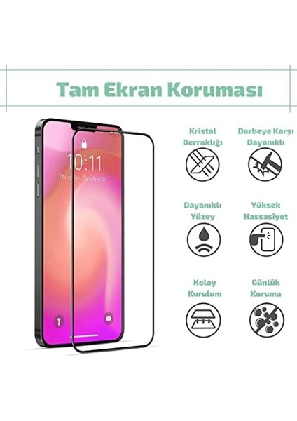 iPhone 12 Pro Max İçin 10D Cam Ekran Koruyucu Tam Kaplayan Kırılmaz Cam Full Cover Glas Black
