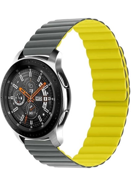 Galaxy Ile Uyumlu Watch Active 2 40MM Krd-52 Kordon Gri-Sarı