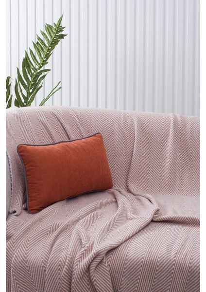 Home Turuncu Panorama Gri Biyeli Kırlent Kılıfı 3 Farklı Biye Seçeneğiyle, 30 x 50