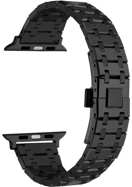 Apple Ile Uyumlu Watch 42MM Krd-83 Metal Kordon Siyah