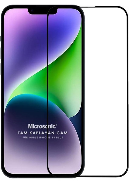 Apple iPhone 14 Plus Tam Kaplayan Temperli Cam Ekran Koruyucu Siyah