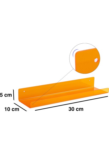 Transparan Turuncu Duvar Raf (30 cm x 10 cm )
