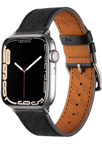 ​​​apple Ile Uyumlu Watch 38MM/40MM Krd-76 Pu Deri Kordon Strap Kayış Siyah
