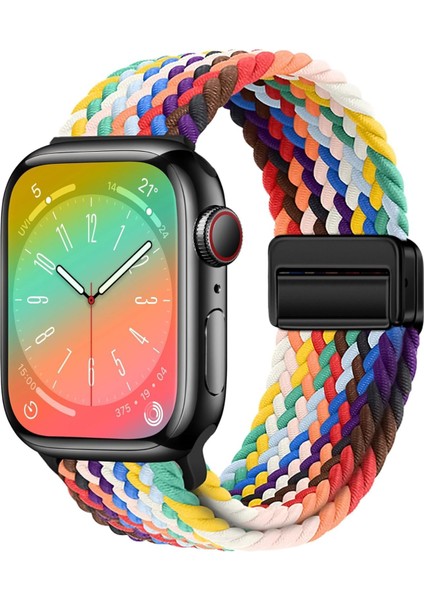 Apple Watch ile Uyumlu Metal Manyetik Tokalı Esnek ve Konforlu Örgü Kordon Kullanımı Kolay Kayış