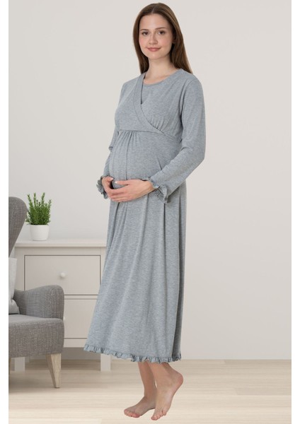 Gri Hamile Lohusa Gecelik