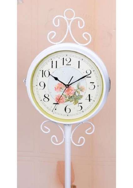 Ayaklı Metal Ferforje Rakamlı Salon Saati Duvar Saati 125 cm