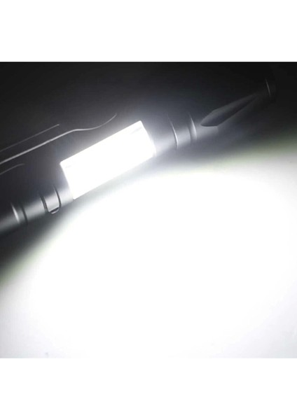 Ultra Çift Yönlü Güçlü Pilli LED El Feneri 2000 Lümen + 6W Cob LED Su Geçirmez Zoomlu 3 Modlu