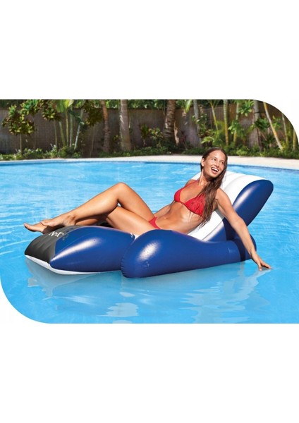 Lux Şişme Deniz Şezlongu - Büyük Lux Deniz Yatağı - Tutmalı Bardaklı Delux Lounge Deniz Yatağı - Mega Boy Havuz Yatağı 180X135 Cm.