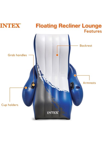 Lux Şişme Deniz Şezlongu - Büyük Lux Deniz Yatağı - Tutmalı Bardaklı Delux Lounge Deniz Yatağı - Mega Boy Havuz Yatağı 180X135 Cm.