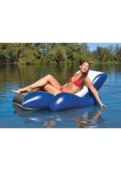 Lux Şişme Deniz Şezlongu - Büyük Lux Deniz Yatağı - Tutmalı Bardaklı Delux Lounge Deniz Yatağı - Mega Boy Havuz Yatağı 180X135 Cm.